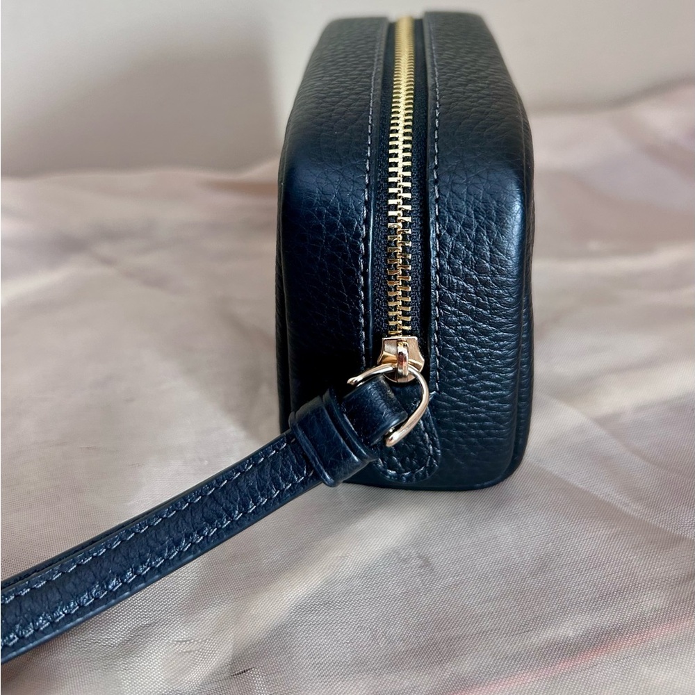 Coach Black Pebbled Leather Mini Pouch  Wristlet with Gold Log - Picture 4 of 6